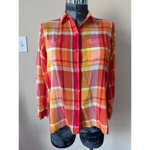 Westbound Women’s Multicolor Plaid Button-Up Shirt – Size M, 100% Cotton